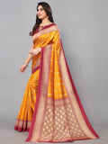 Satrani Womens Knit Silk Blend Saree (2687S1138N_Yellow)