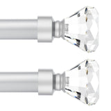 Knobelite 2 Pack 1-Inch Diameter Single Window Treatment Curtain Rod, Crystal Finial Home Curtain Rods,22-inch to 42-inch Adjust