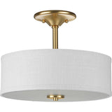 Inspire Collection 2-Light Summer Linen Shades New Traditional Semi-Flush Light Satin Brass