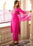 Anni Designer Women'S Cotton Blend Printed Straight Kurta With Pant & Dupatta (Khunti Sty Pink_M_Pink_Medium),Pink,M,Cotton Blend,Regular,Dupatta