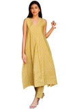 Anni Designer Women'S Rayon Viscose Printed A-Line Kurta With Pant (Tishya Yellow_L_Yellow_Large),Yellow,L