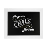 Loddie Doddie Magnetic Chalkboard Sign - 11 x 14 in, White Frame, Mounting Hardware - Easy-Erase Message Center - Magnetic Bulle