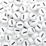 500 PCS Letter Beads 4X7 mm Acrylic Alphabet Beads for Jewelry Making White Round Vowel Letter I Beads for Bracelets Making DIY