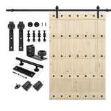 S&Z TOPHAND 54 in. x 84 in. Unfinished Big Copper Nail Knotty Barn Door with 10FT Sliding Door Hardware Kit/Solid Wood/Sliding D