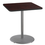 National Public Seating NPS 36 Square Cafe Table with Round Base, 42 Height, Particleboard Core/T-Mold, Mahogany Top, Grey Frame