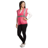 JORESTECH Safety Vest High Visibility Pink Mesh with 2 Reflective Tape with Internal Convenience Pocket ANSI/ISEA 1072015 Clas