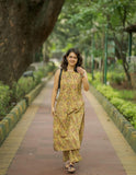 Anni Designer Women'S Rayon Blend Straight Printed Kurta With Palazzo (Cubu Yellow_S_Yellow_Small),Yellow,S,Rayon Blend,Regular,