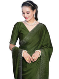 Satrani Womens Pure Georgette Saree (3186S132N_Olive Green)