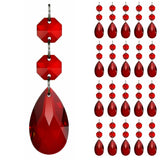 GOLDENHAITAI 20pcs Teardrop Crystal Chandelier Prism Parts, Hanging Glass Beads for Chandelier Decoration 38mm (Red)