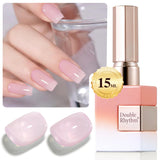Double Rhythm Gel Polish Translucent Sheer Neutral Natural Light Milky Same Color Same Bottle 15ML Jelly Polish Art DIY at Home