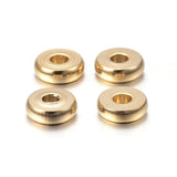Fashewelry 100Pcs Gold Tiny Flat Round Loose Beads 8mm Stainless Steel Polished Seamless Rondelle Donut Spacer Beads for Jewelry