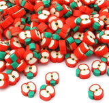 50 Pcs Polymer Clay Apple Beads, 1.6mm Red Apple Handmade Polymer Clay Beads Apple Slice Shape Loose Fruit Theme Spacer for DIY