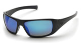 Pyramex SafetySB5665D Goliath Safety Eyewear, Black Frame, Ice Blue Mirror Lens