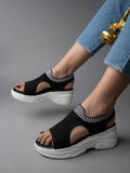 Shoetopia Flatforms Sandals For Women & Girls,Black,7,B0BVMVM9HK