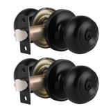 Gobrico 2 Pack Keyed-Alike Exterior Door Knobs with Key Matte Black Entry Door Knob Flat Ball Door Locksets with Same Key and Lo