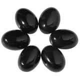 dssmboom 6 Pcs Oval Crystal Beads for Jewelry Making, Flat Back Black Obsidian Stone Cabochons for DIY Crafts Decoration, 13mmx1