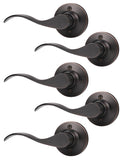 Mengico 5 Pack Single Sided Dummy Door Handle, Oil Rubbed Bronze Interior Door Lever, Left Handled Dummy Knobs for Closet, Non-T
