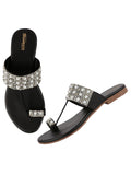 Shoetopia Stylish Ethnic Flats For Girls Black-Eu39,Black,6,B09JSMSBDW