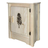 Montana Woodworks Homestead Collection Accent Cabinet With Laser Engraved Pine Design, Right Hinged, Clear Lacquer Finish