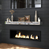 blingworld Fireplace Mantel, 47 Glass Mirrored Floating Mantel Shelf for Over Fireplace & Under TV, Crystal Crushed Diamond Floa