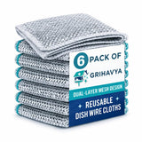 Grihavya Dual Layer Non Scratch Wire Dish Cloth, Pack of 6, Steel Wire Dishwashing Cloth for Wet & Dry Cleaning, Steel Dish Scru