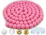 PAMIR TONG 250pcs 8mm Pink Clay Round Smooth Space Polymer Heishi Preppy Cute Bulk Beads for Earring, Necklaces, Bracelet Jewerl