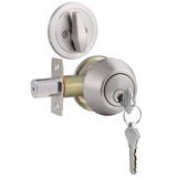 Gobrico Satin Nickel Keyed Single Cylinder Deadbolts with Keys 1Pack