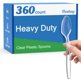 Dealusy 360 Count Clear Plastic Spoons Disposable, BPA-Free, Heat Resistant, Solid and Durable Disposable Spoons Heavy Duty Bulk