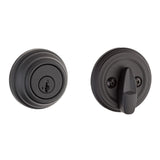 Kwikset 980 Deadbolt Lock, Matte Black Round Exterior Keyed Front Entry Door, Pick Resistant SmartKey Rekey Security, Single Cyl