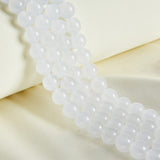 45pcs 8mm Natural White Jade Beads Gemstone Beads Round Loose Beads for Jewelry Making