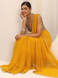 Libas Women34 Chiffon Sarees (16360_Mustard)