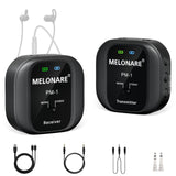 MELONARE PM-1 Wireless in-Ear Monitor System - UHF 500MHz, No Delay, HD Audio, Beltpack Transmitter & Receiver, 10 Channels, Mon