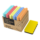 Colored Chalk with Magnetic Eraser, 80PCS Low Dust Chalks Stick Bulk for Chalkboard Blackboard Non-Toxic