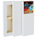 PHOENIX 8x24 Inch 3 Pack Gallery Canvas -1.5 in Thick Long Skinny Canvases for Painting - Deep Edge 100% Cotton 11 Oz. Gesso Pri