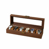 PEXORVA WoodGrain Wooden Watch Box Metal Latch Watch Display Box Cushioned Pillows Rectangular, Wood Grain 6slot|Jewelry & Wat