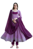 Gosriki Women'S Rayon Blend Solid Anarkali Kurta With Pant & Dupatta (Kuspari Lavender-Vks01-Gs_Xxl_Lavender_Xx-Large),LAVENDER,2,B0DRNNBCB9