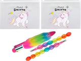 Eclet 5Pc Unicorn Stationery Combo for Kids | Transparent Pouch, Moti Pencil & Fur Pen Set | Cute School Gift Set for Boys & Gir