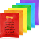 Coume 30 Sets Back to School Gifts Bags for Students 6 Colors Inspiration Quotes Plastic Party Favors Treat Bags with Handles Bi
