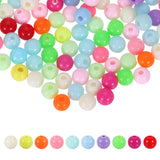 HARFINGTON 100pcs Random Light Color Acrylic Round Beads 6mm Dia 1.9mm Hole Plastic Resin Smooth Balls Loose Bead for Jewelry Ma
