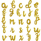TONIFUL 52 Pcs 16 Inch Gold Cursive Letter A-Z Balloons,Cursive Custom Phrase Foil Alphabet DIY Personalized Phrase Banner for B