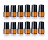 12 Pcs Essential Oil Glass Roller Bottles Mini Tiny Refillable Empty Aromatherapy Perfume Liquid Amber Glass Roll On Bottles Via