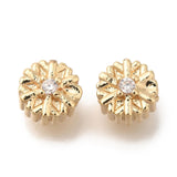 LiQunSweet 20 pcs Golden Color Sunflower Theme Brass Cubic Zirconia Beads Daisy Flower Floral Loose Spacer Beads for DIY Jewelry