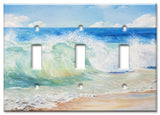 Art Plates - Triple Toggle Switch Plate - Decorative Metal Wall Plate - Beach Painting - (Made in USA)