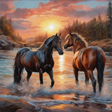 WSLWXSHM Diamond Painting Kits for Adults, Horse Round Full Drill Diamond Art Kits, 5D DIY Paint with Diamonds Crafts for Home W