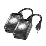 24 Hour Outdoor Mechanical Timer Switch with Two Ground outlets, Variable on/Off Setting Every 30 Minutes, 48 pin Setting dial,