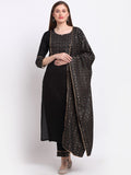 Gosriki Women'S Cotton Straight Kurta With Palazzo & Dupatta (Chhavi Black_Xl-Go_Black_X-Large),Black,,B09JVVTL9Y
