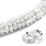 ZHIMIN 100Pcs Large Hole Plastic Pearl Rondelle Spacer Beads 10mm Silver Plated for Jewelry Making Bracelet Necklace Earring Cra