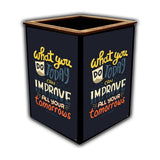 pnf Poster N Frames Colourful Wooden Pen Stand with Self Motivation Quotes #Office Stationery Pen Holder # Paper weight, brown5