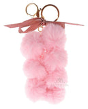 Dorron Iaccessories Fluffy Faux Fur Soft Pom Pom Key Ring Keychain For Girls Bag Scooty Bike Car Keys (Pink)