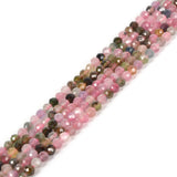 3mm Multicolor Tourmaline Faceted Gemstone Round Loose Beads Strand 15.5-16 DIY Jewelry Making
